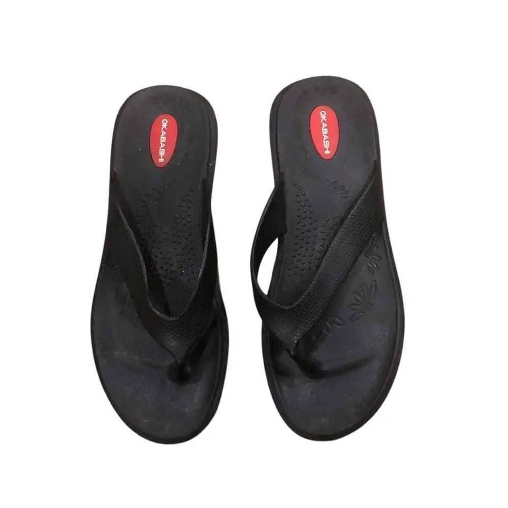 Okabashi black flip flops size medium large 8/9